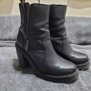 Black Women's Ankle Boots, Dr. Marten's, Leather